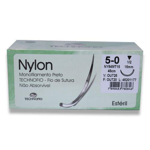 Technofio Fio De Sutura De Nylon 50 Com Agulha 1,5Cm 1/2 De Círculo Com 24Un