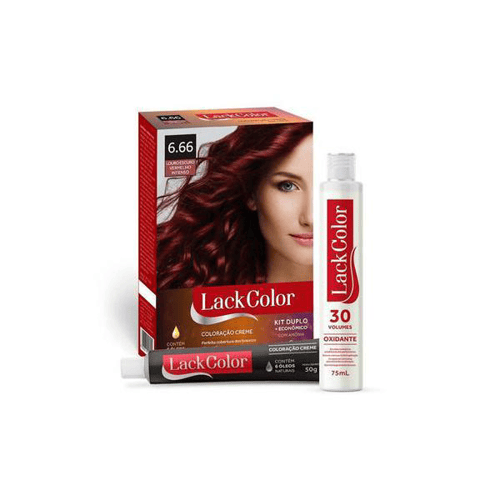 Tintura Lack Color Kit Creme 6.66 Louro Escuro Vermelho Intenso