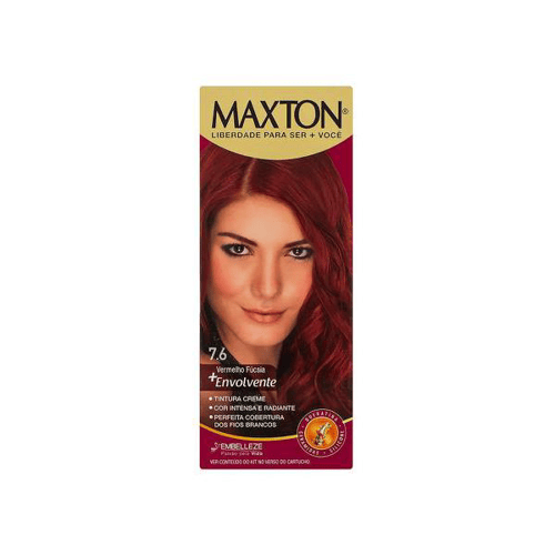 Coloração Permanente Maxton Embelleze Vermelho Fúcsia Ruiva Mais Envo 7.6 1 Unidade - 7.6 Verm.Fuscia 60G+0X