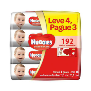 Toalhas Umedecidas Huggies Supreme Care 4 X 48Un. Leve 4 Pague 3