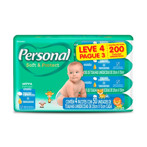 Toalhas Umedecidas Personal Baby Soft E Protect