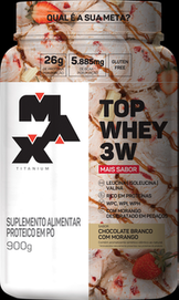 Top Whey 3W Max Titanium Gourmet Sabor Chocolate Branco Com Morango 900G