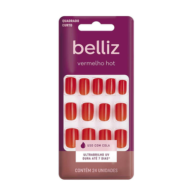 Imagem do produto Unhas Postiças Belliz Hot Com Adesivo Para Fixar 24Unhas