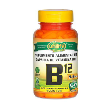 Imagem do produto Vitamina B12 Cianocobalamina Unilife 60 Cápsulas De 450Mg