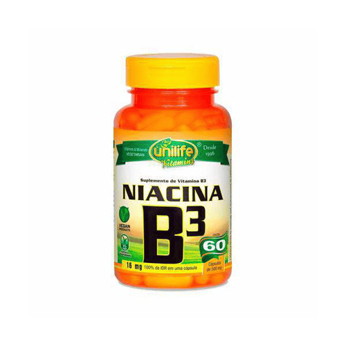 Vitamina B3 Niacina Unilife 60 Cápsulas De 500Mg