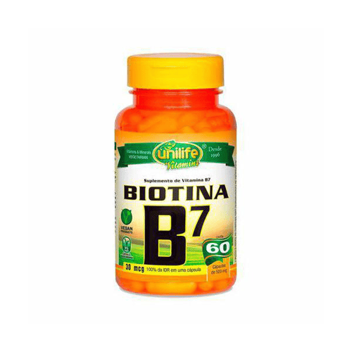 VITAMINA B7 BIOTINA UNILIFE 60 CÁPSULAS DE 500MG