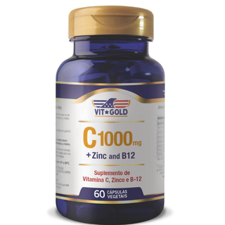 Vitamina C 1000 Mg + Zinco E B12 Vitgold 60 Cápsulas