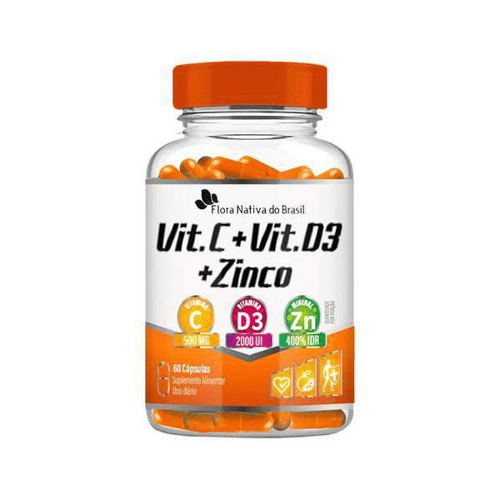 Vitamina C D3 E Zinco 600Mg 60 Cápsulas Flora Nativa A