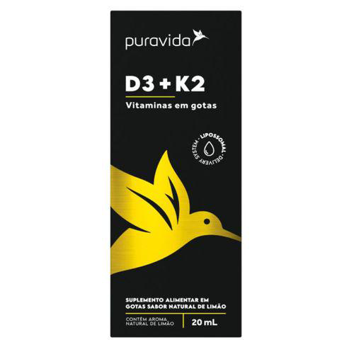 Vitamina D3 + K2 Limão Puravida 20Ml