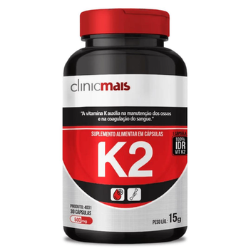 Imagem do produto VITAMINA K2 500MG 30CAPS MANUTENÇÃO DOS ÓSSOS E DO SANGUE CLINIC MAIS