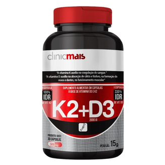 Imagem do produto Vitamina K2 + Vitamina D3 30 Cápsulas Clinicmais