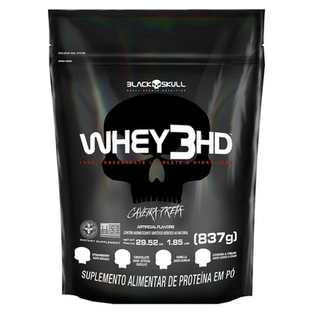 Whey 3Hd Black Skull Refil 837G Wpc, Wpi E Wph Refil Whey 3 Hd Baunilha 837G