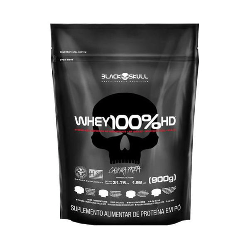 Whey Refil 100% Hd Sabor Morango 900G Black Skull