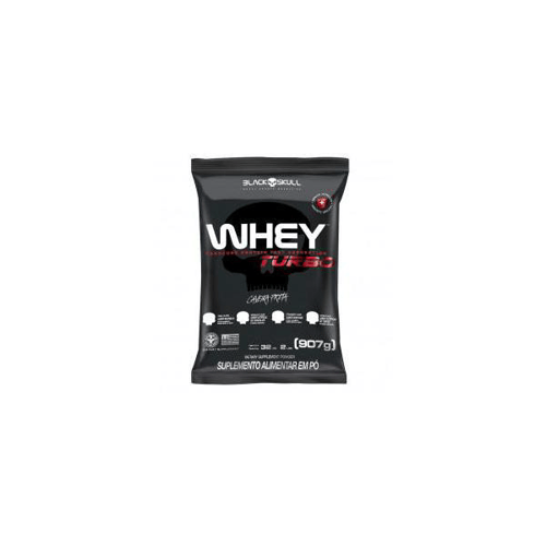 Whey Turbo Black Skull Sabor Morango Refil 907G